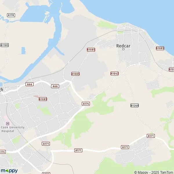 Plattegrond Redcar and Cleveland kaart van Redcar and Cleveland (TS10